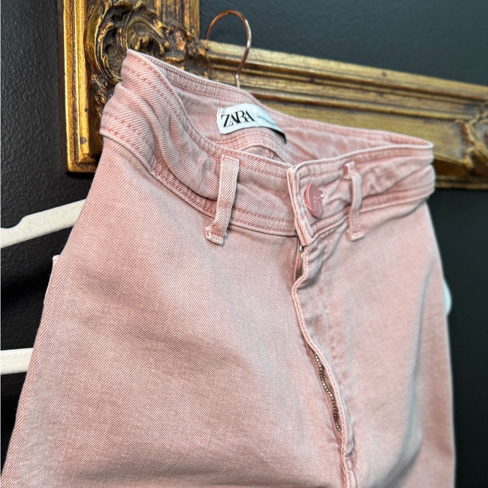 Zara Dusty Pink High Waisted Jeans Size 2 - Picture 6 of 16
